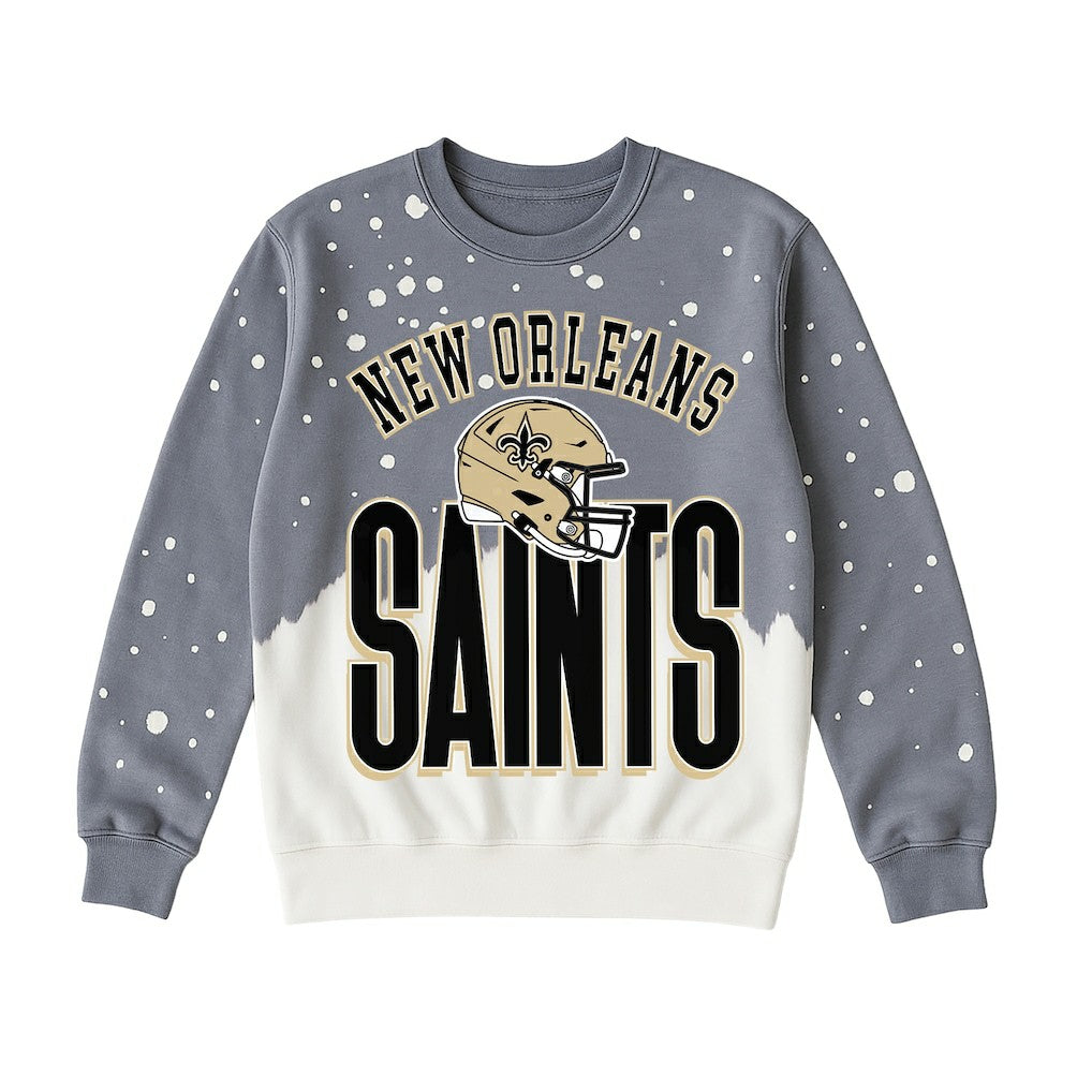 New Orleans Saints Gameday Couture Women's Arch Rivals Faded Wash Sweatshirt Gray | NFL