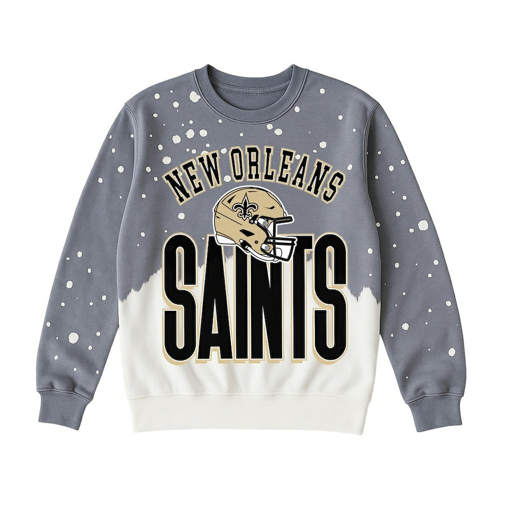 New Orleans Saints Gameday Couture Women's Arch Rivals Faded Wash Sweatshirt Gray | NFL