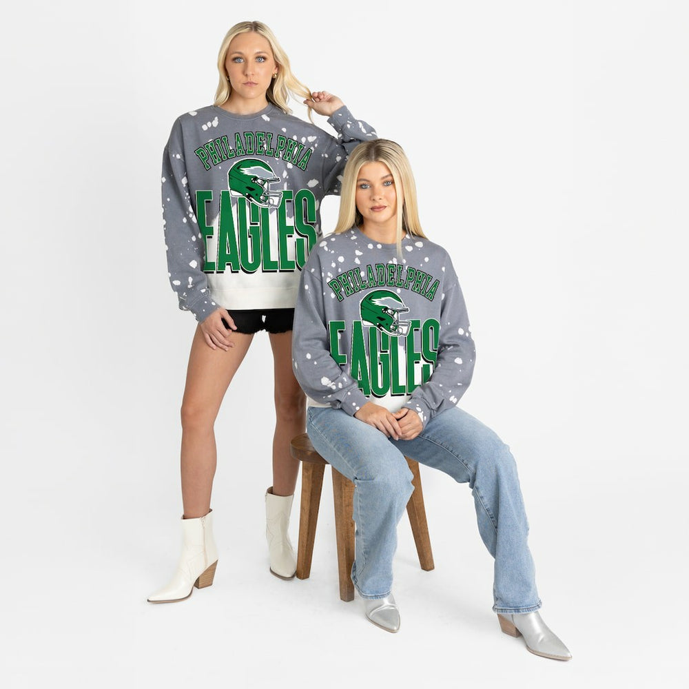 Philadelphia Eagles Gameday Couture Women's Arch Rivals Faded Wash Sweatshirt Gray | NFL