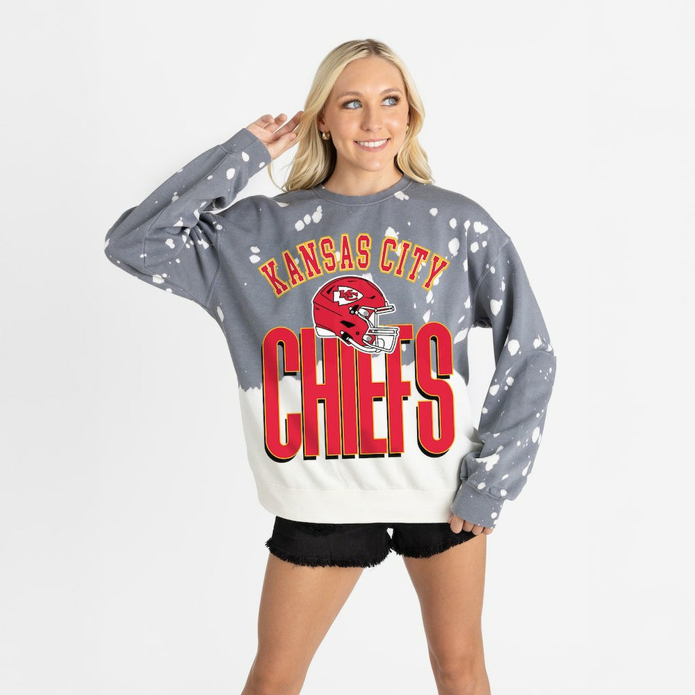 Kansas City Chiefs Gameday Couture Women's Arch Rivals Faded Wash Sweatshirt Gray | NFL