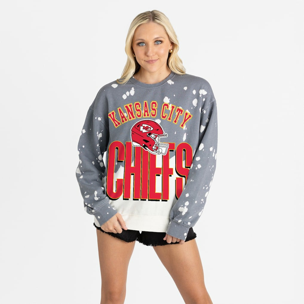 Kansas City Chiefs Gameday Couture Women's Arch Rivals Faded Wash Sweatshirt Gray | NFL