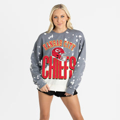 Kansas City Chiefs Gameday Couture Women's Arch Rivals Faded Wash Sweatshirt Gray | NFL