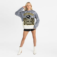 Pittsburgh Steelers Gameday Couture Women's Arch Rivals Faded Wash Sweatshirt Gray | NFL
