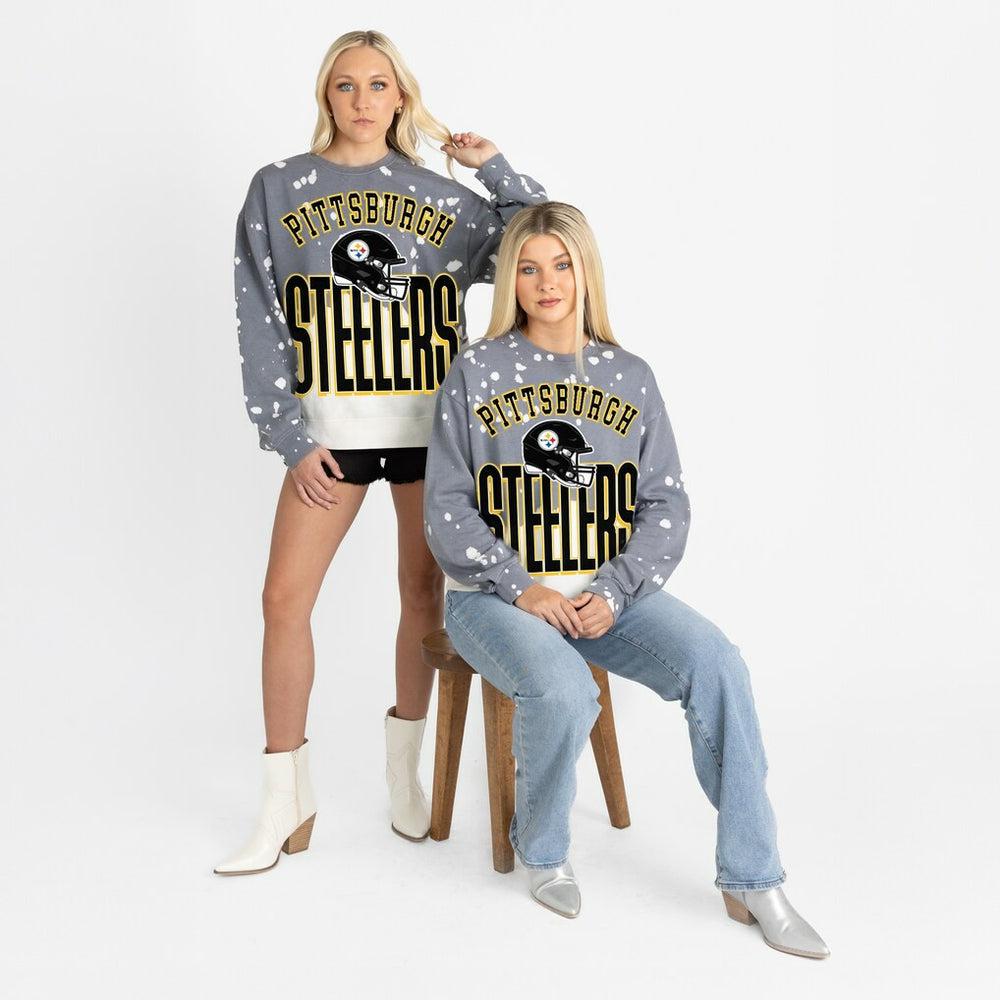 Pittsburgh Steelers Gameday Couture Women's Arch Rivals Faded Wash Sweatshirt Gray | NFL
