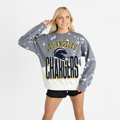 Los Angeles Chargers Gameday Couture Women's Arch Rivals Faded Wash Sweatshirt Gray | NFL