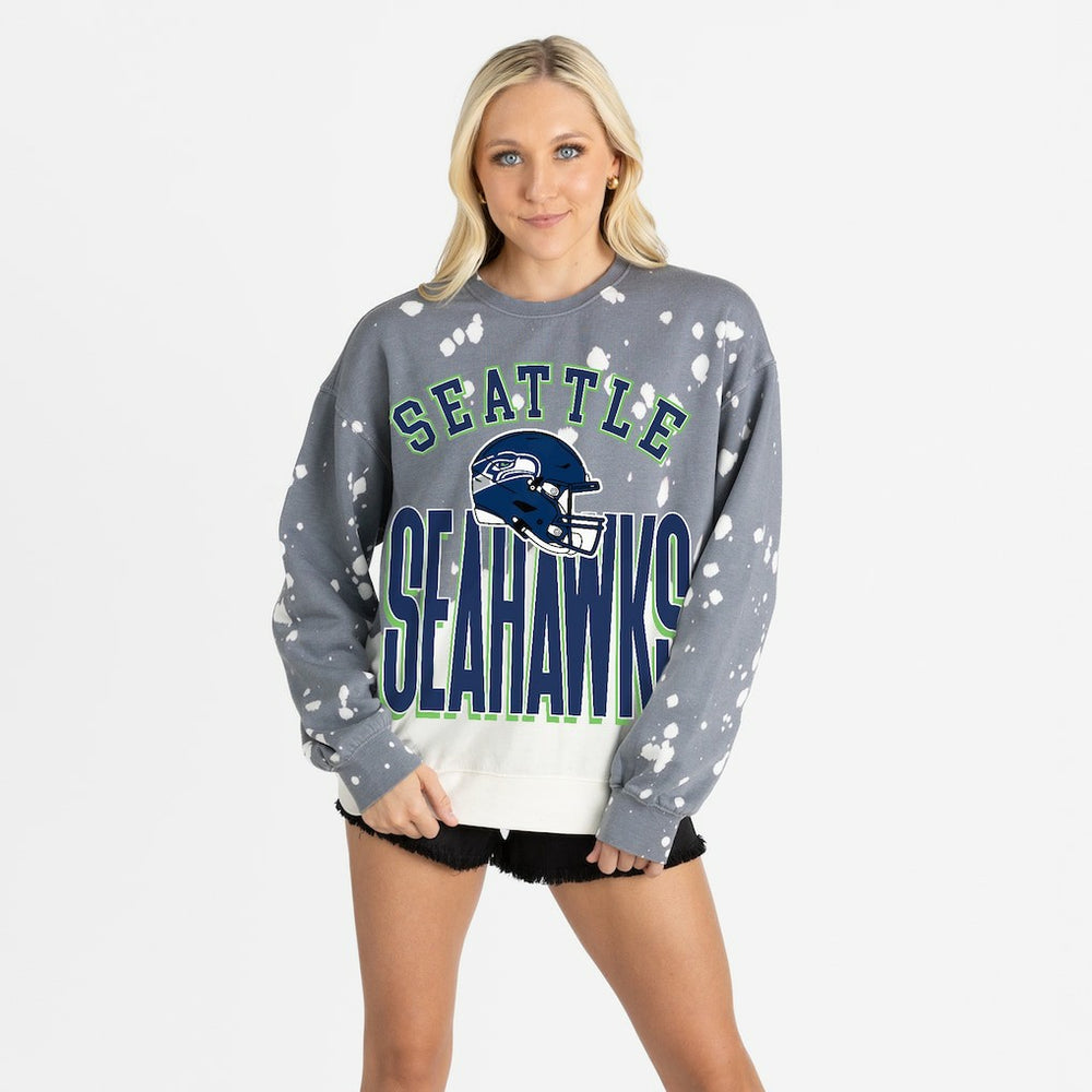Seattle Seahawks Gameday Couture Women's Arch Rivals Faded Wash Sweatshirt Gray | NFL