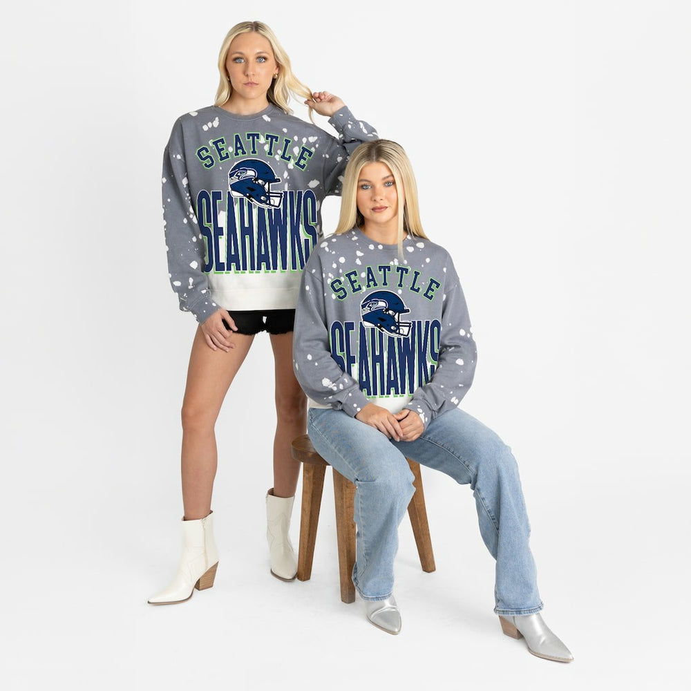 Seattle Seahawks Gameday Couture Women's Arch Rivals Faded Wash Sweatshirt Gray | NFL