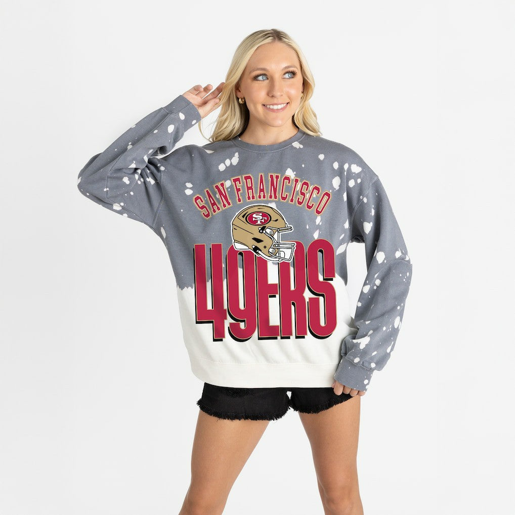 San Francisco 49ers Gameday Couture Women's Arch Rivals Faded Wash Sweatshirt Gray | NFL
