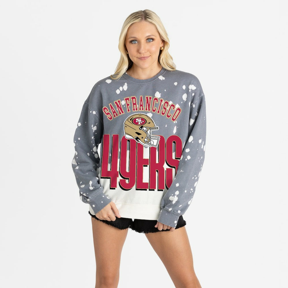 San Francisco 49ers Gameday Couture Women's Arch Rivals Faded Wash Sweatshirt Gray | NFL