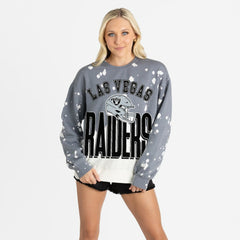 Las Vegas Raiders Gameday Couture Women's Arch Rivals Faded Wash Sweatshirt Gray | NFL