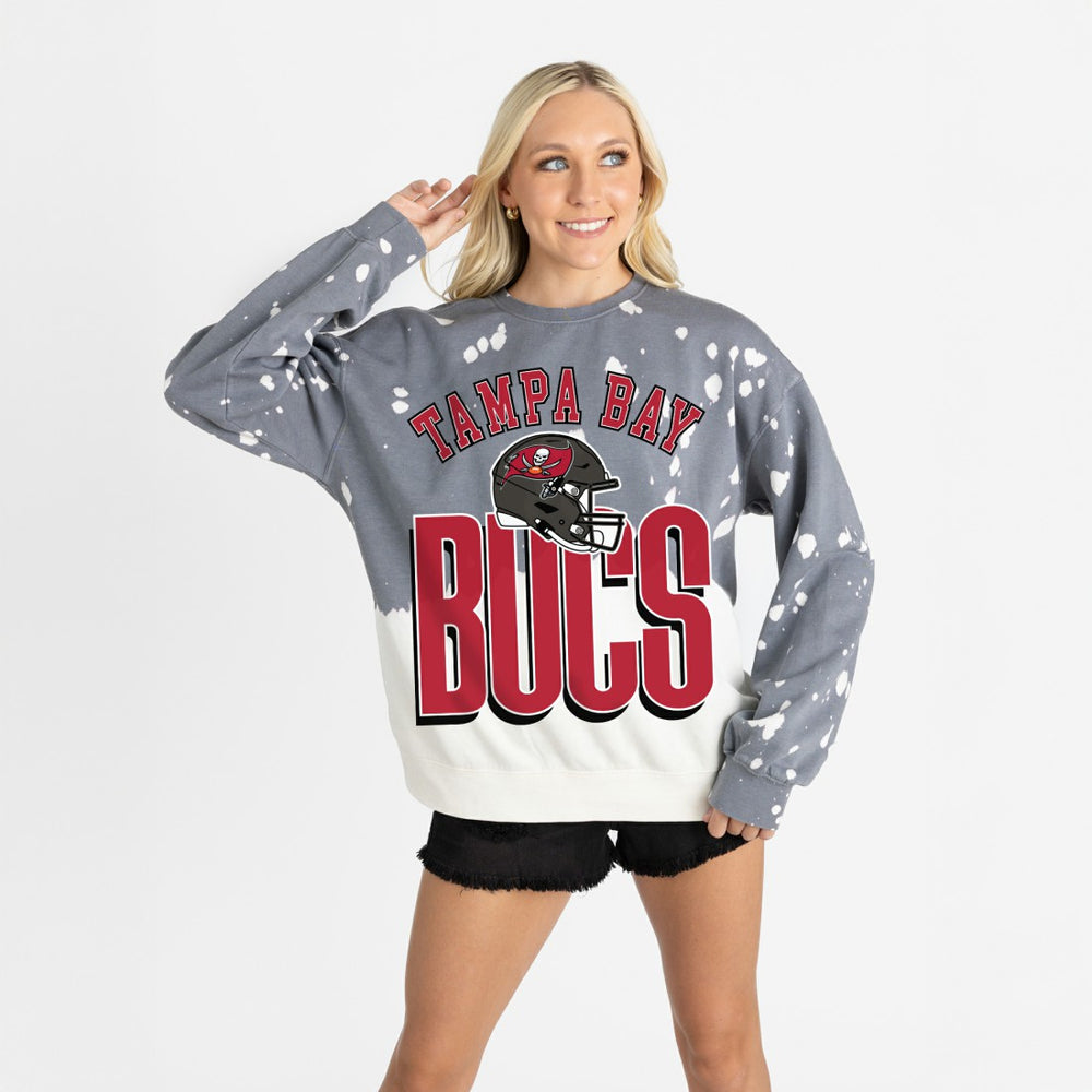 Tampa Bay Buccaneers Gameday Couture Women's Arch Rivals Faded Wash Sweatshirt Gray | NFL