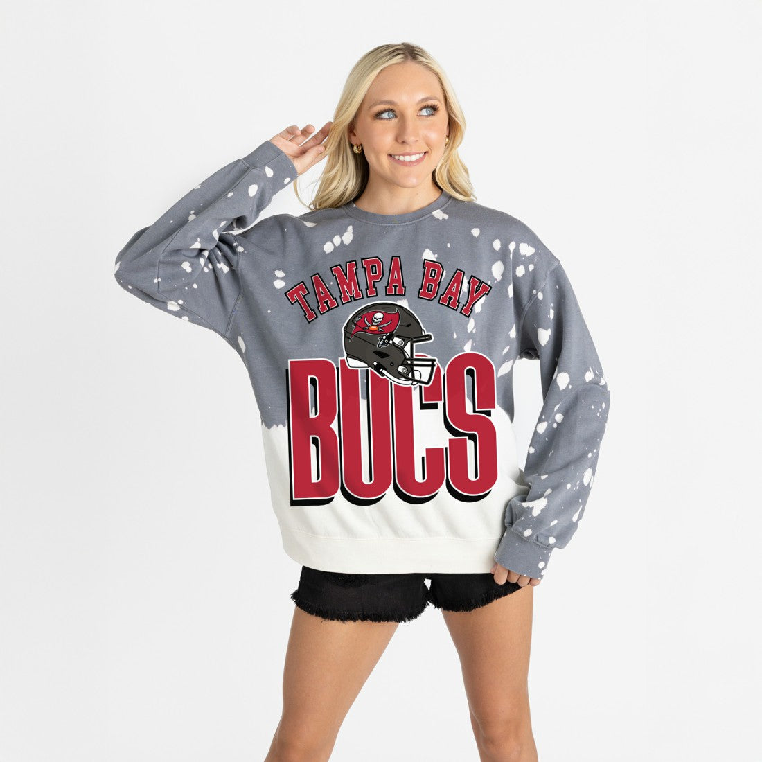 Tampa Bay Buccaneers Gameday Couture Women's Arch Rivals Faded Wash Sweatshirt Gray | NFL
