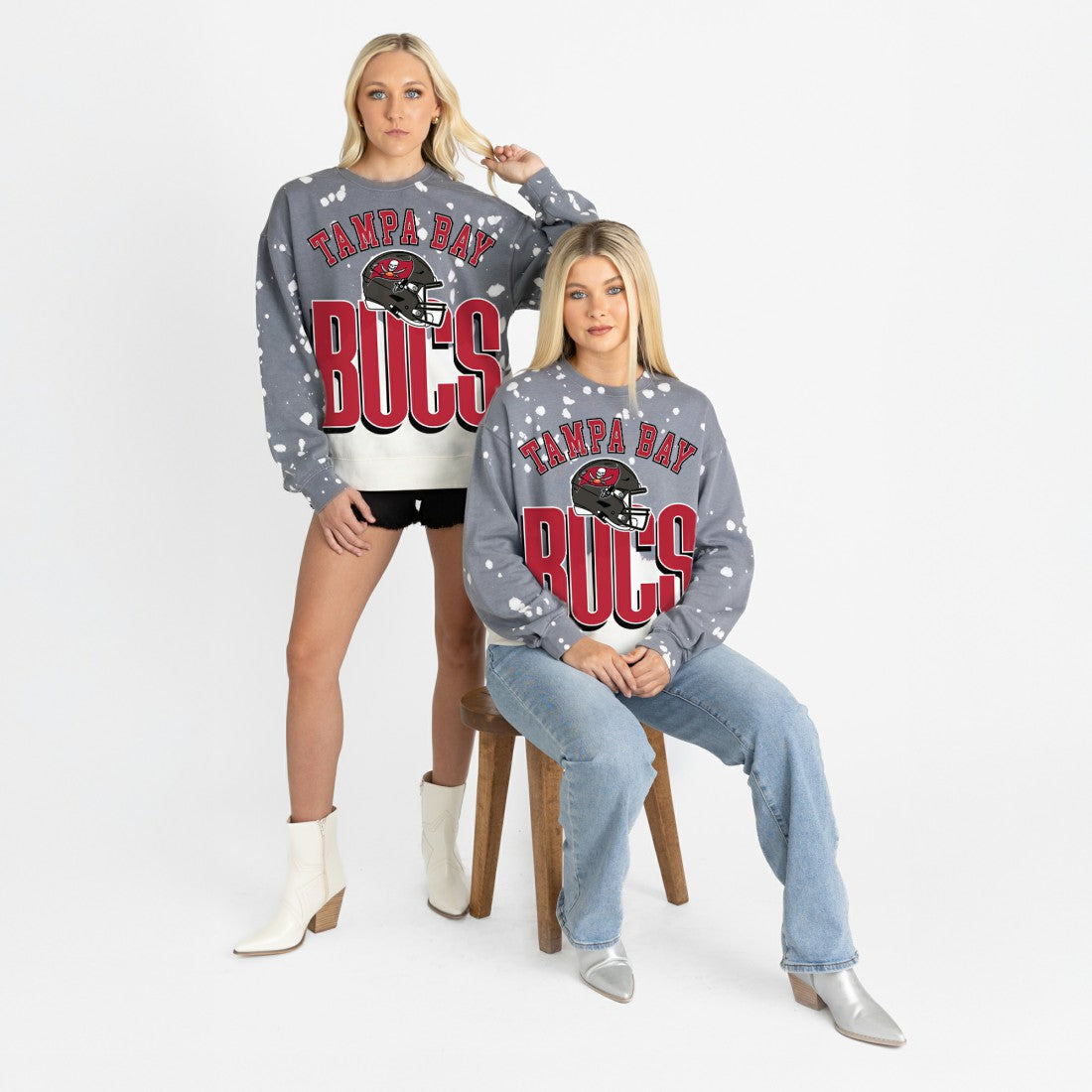 Tampa Bay Buccaneers Gameday Couture Women's Arch Rivals Faded Wash Sweatshirt Gray | NFL