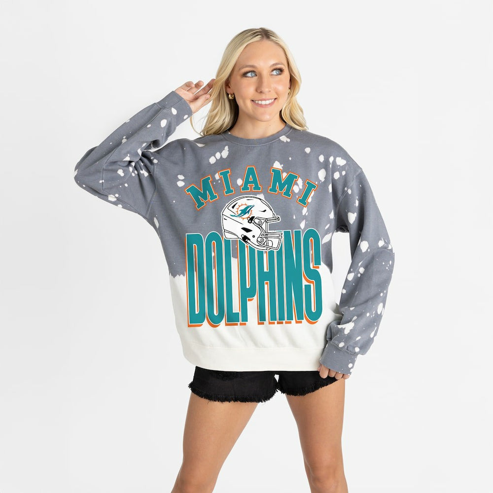 Miami Dolphins Gameday Couture Women's Arch Rivals Faded Wash Sweatshirt Gray | NFL