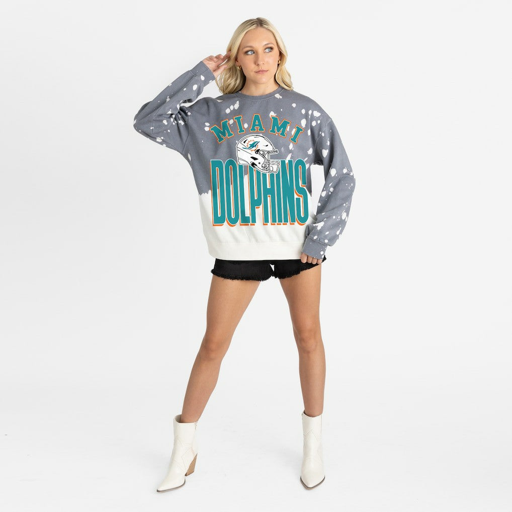 Miami Dolphins Gameday Couture Women's Arch Rivals Faded Wash Sweatshirt Gray | NFL