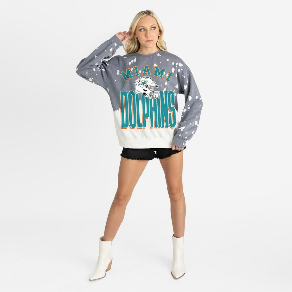 Miami Dolphins Gameday Couture Women's Arch Rivals Faded Wash Sweatshirt Gray | NFL