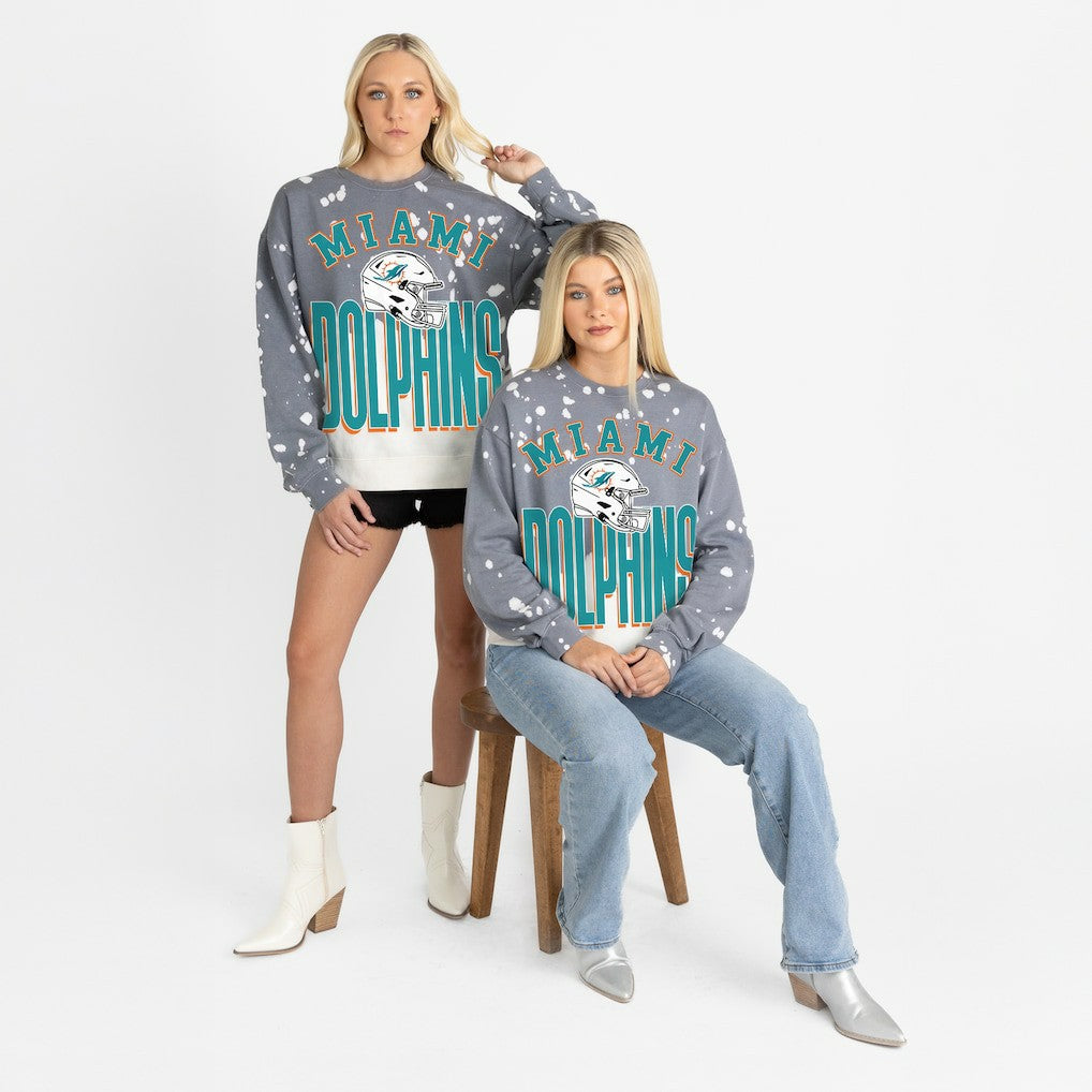 Miami Dolphins Gameday Couture Women's Arch Rivals Faded Wash Sweatshirt Gray | NFL