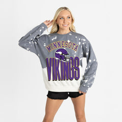 Minnesota Vikings Gameday Couture Women's Arch Rivals Faded Wash Sweatshirt Gray | NFL