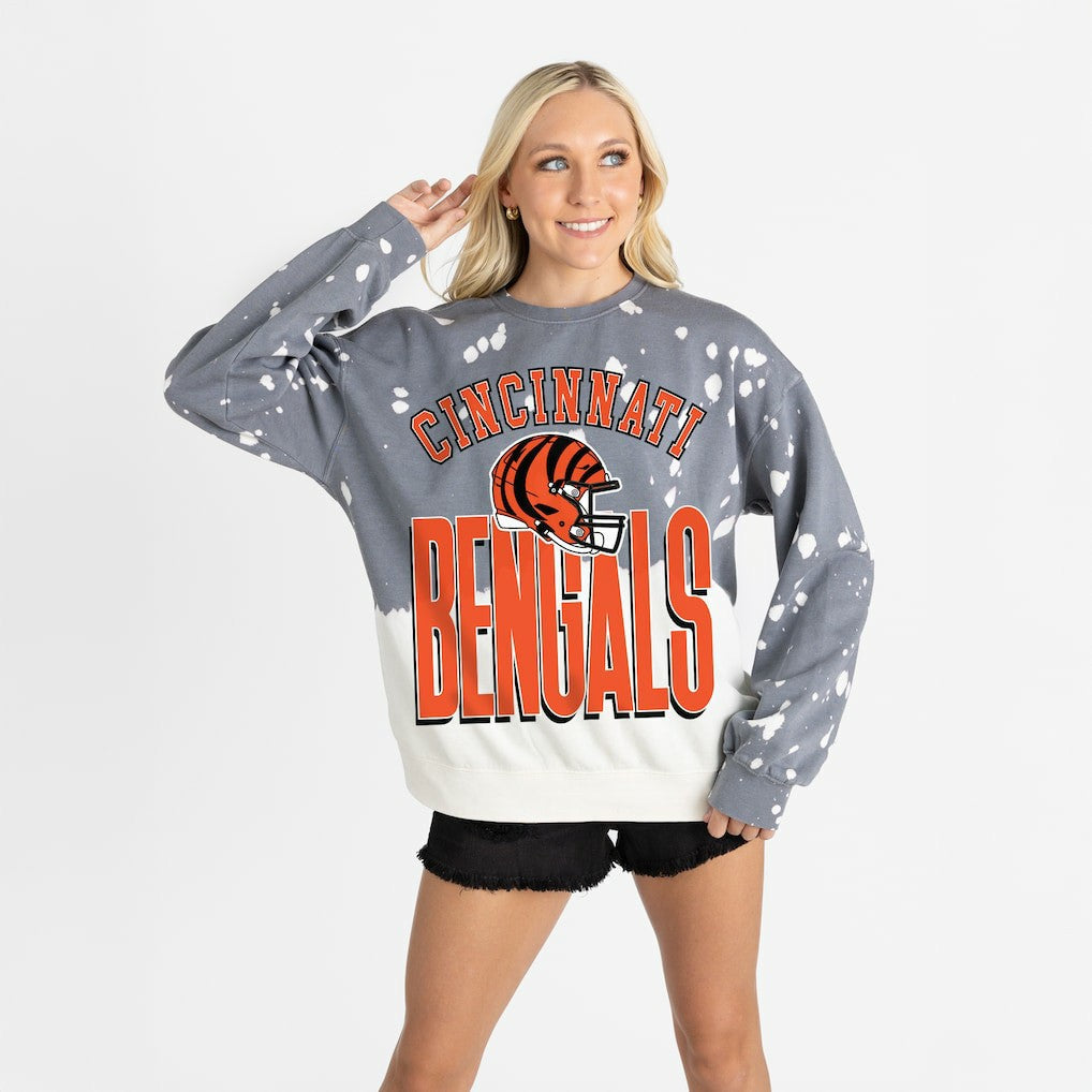 Cincinnati Bengals Gameday Couture Women's Arch Rivals Faded Wash Sweatshirt Gray | NFL