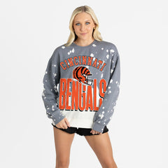 Cincinnati Bengals Gameday Couture Women's Arch Rivals Faded Wash Sweatshirt Gray | NFL