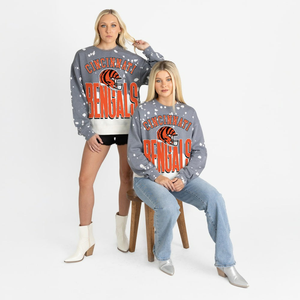 Cincinnati Bengals Gameday Couture Women's Arch Rivals Faded Wash Sweatshirt Gray | NFL