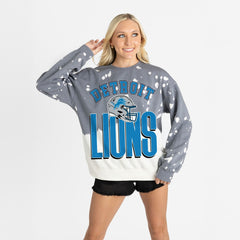 Detroit Lions Gameday Couture Women's Arch Rivals Faded Wash Sweatshirt Gray | NFL