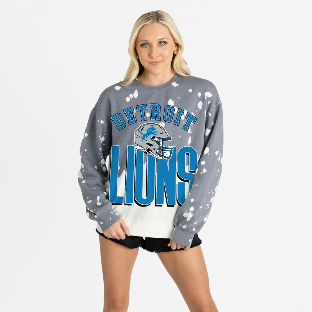 Detroit Lions Gameday Couture Women's Arch Rivals Faded Wash Sweatshirt Gray | NFL