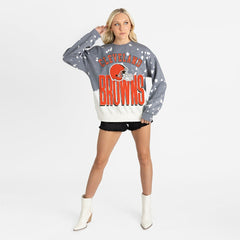 Cleveland Browns Gameday Couture Women's Arch Rivals Faded Wash Sweatshirt Gray | NFL
