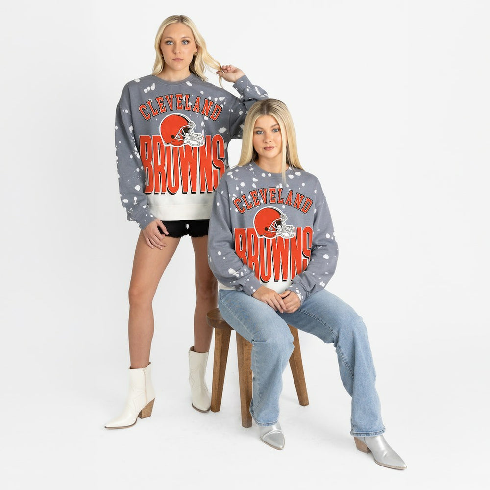 Cleveland Browns Gameday Couture Women's Arch Rivals Faded Wash Sweatshirt Gray | NFL