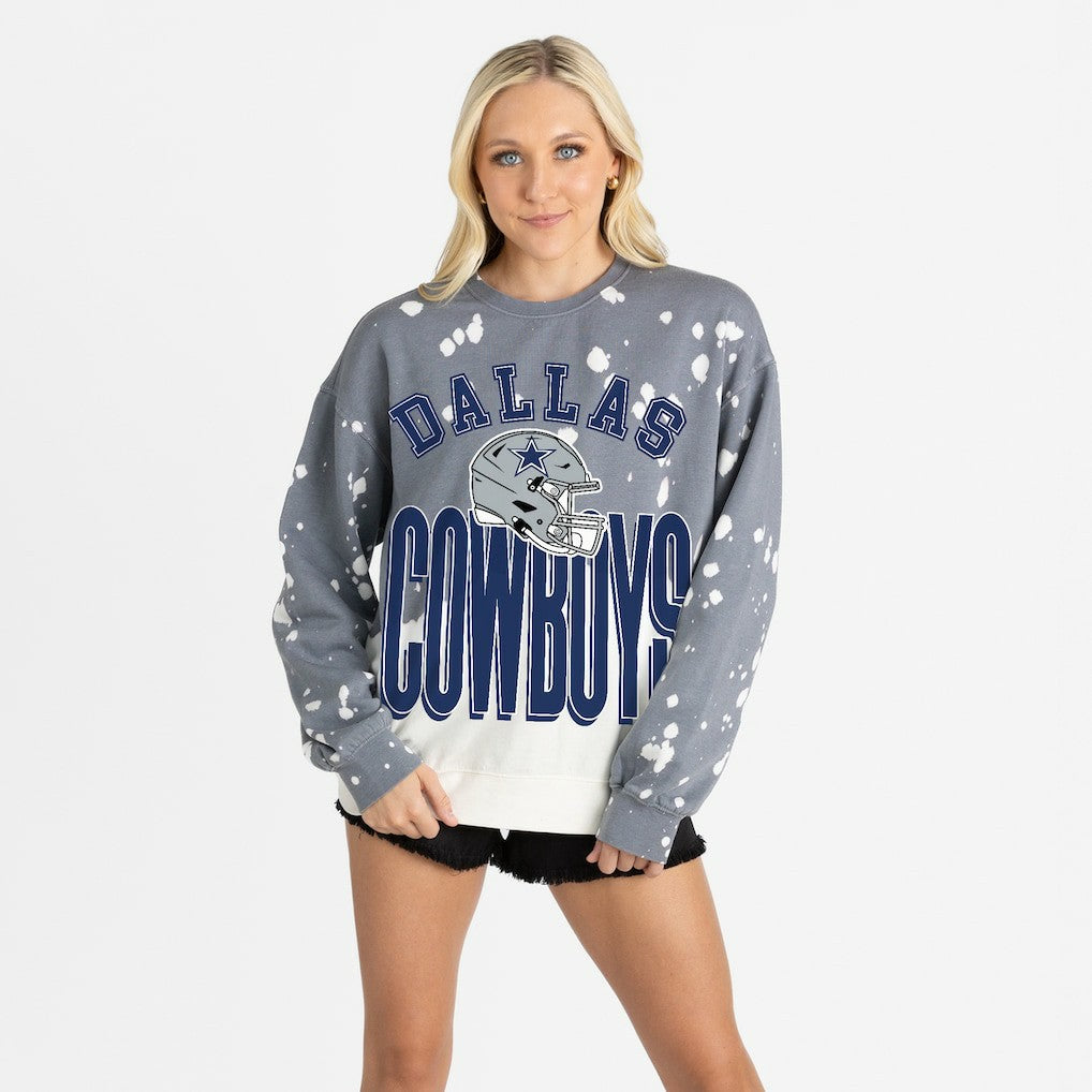 Dallas Cowboys Gameday Couture Women's Arch Rivals Faded Wash Sweatshirt Gray | NFL