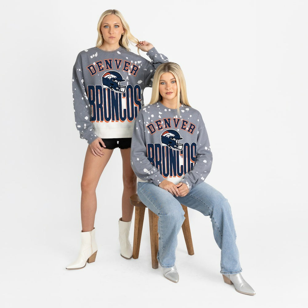 Denver Broncos Gameday Couture Women's Arch Rivals Faded Wash Sweatshirt Gray | NFL