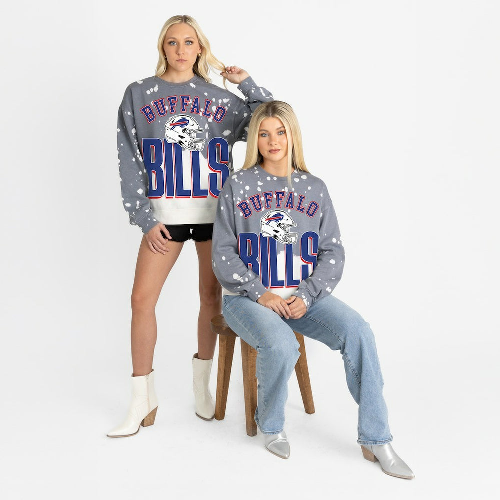 Buffalo Bills Gameday Couture Women's Arch Rivals Faded Wash Sweatshirt Gray | NFL