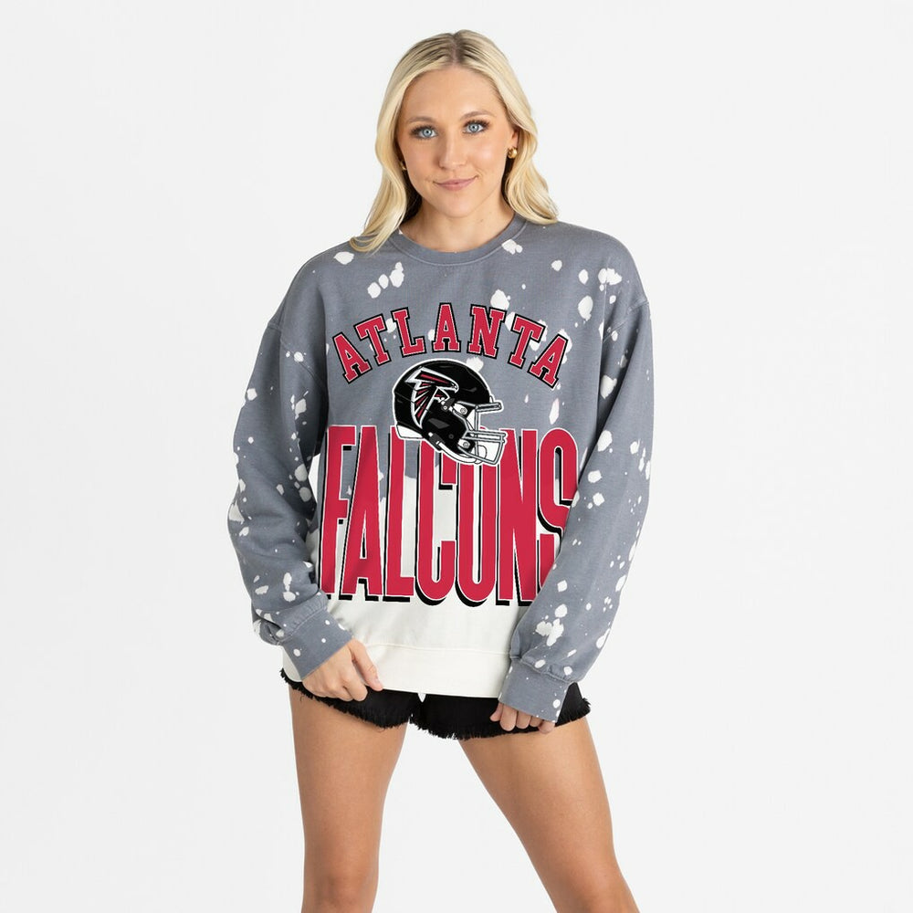 Atlanta Falcons Gameday Couture Women's Arch Rivals Faded Wash Sweatshirt Gray | NFL