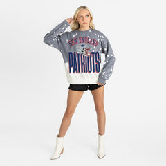 New England Patriots Gameday Couture Women's Arch Rivals Faded Wash Sweatshirt Gray | NFL