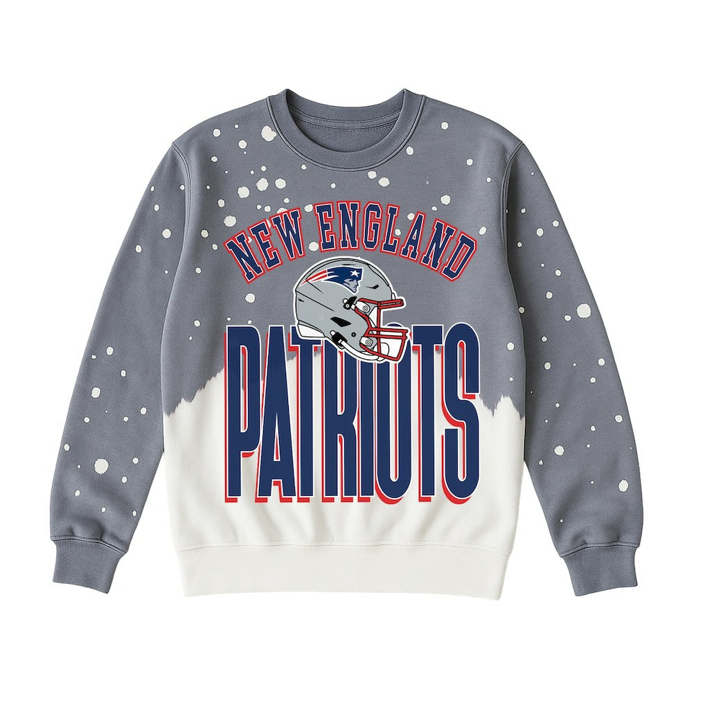 New England Patriots Gameday Couture Women's Arch Rivals Faded Wash Sweatshirt Gray | NFL