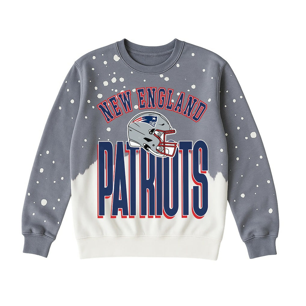 New England Patriots Gameday Couture Women's Arch Rivals Faded Wash Sweatshirt Gray | NFL