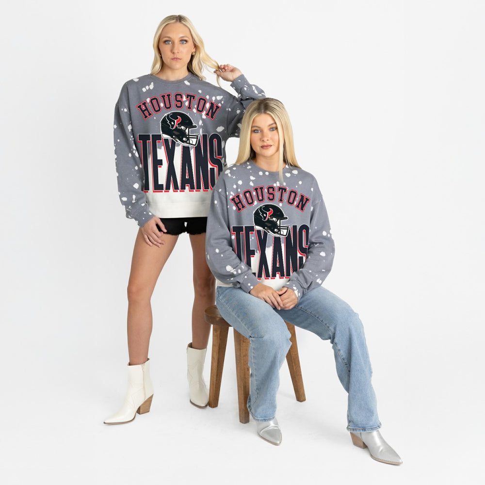 Houston Texans Gameday Couture Women's Arch Rivals Faded Wash Sweatshirt Gray | NFL