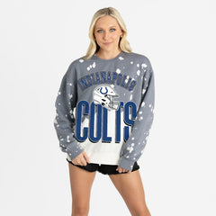 Indianapolis Colts Gameday Couture Women's Arch Rivals Faded Wash Sweatshirt Gray | NFL