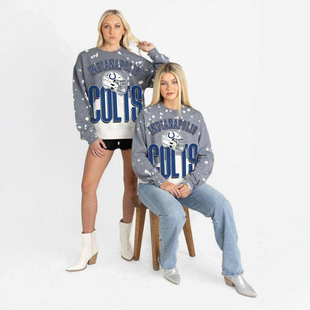 Indianapolis Colts Gameday Couture Women's Arch Rivals Faded Wash Sweatshirt Gray | NFL