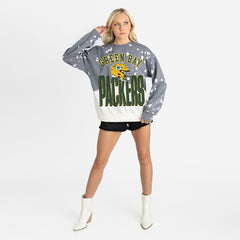 Green Bay Packers Gameday Couture Women's Arch Rivals Faded Wash Sweatshirt Gray | NFL