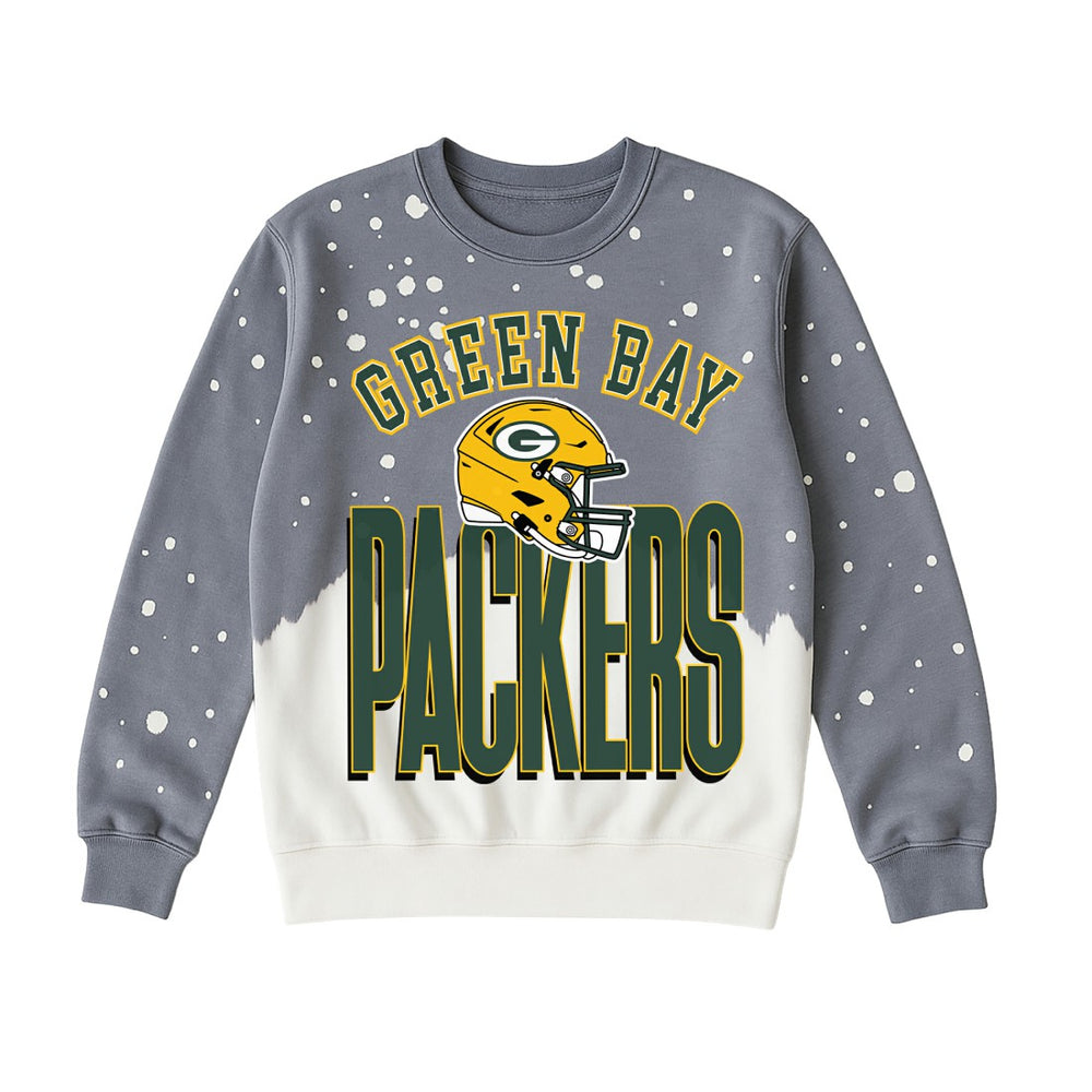 Green Bay Packers Gameday Couture Women's Arch Rivals Faded Wash Sweatshirt Gray | NFL