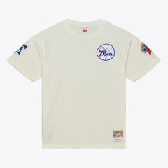 Philadelphia 76ers Hardwood Classics Chainstitch Premium T-Shirt Cream - NBA