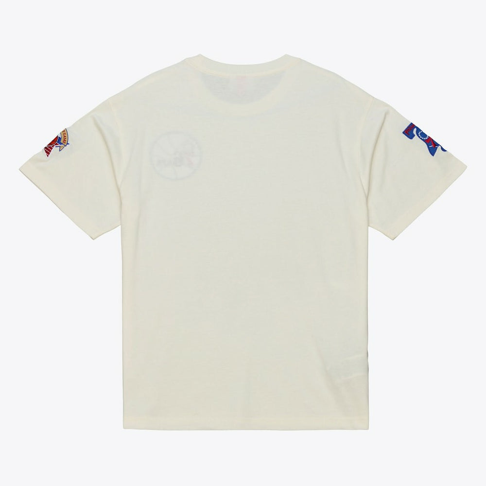 Philadelphia 76ers Hardwood Classics Chainstitch Premium T-Shirt Cream - NBA