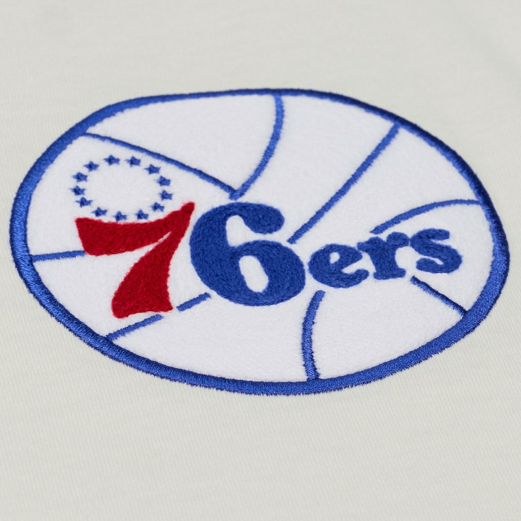 Philadelphia 76ers Hardwood Classics Chainstitch Premium T-Shirt Cream - NBA