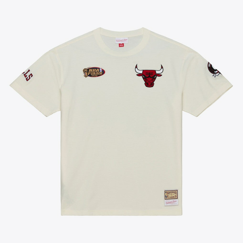 Chicago Bulls Hardwood Classics Chainstitch Premium T-Shirt Cream - NBA