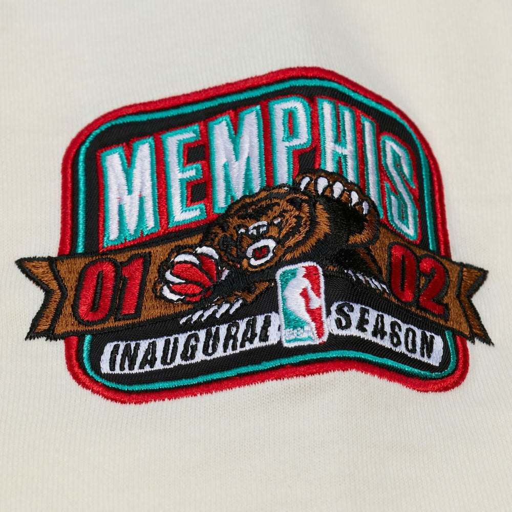 Memphis Grizzlies Hardwood Classics Chainstitch Premium T-Shirt Cream - NBA