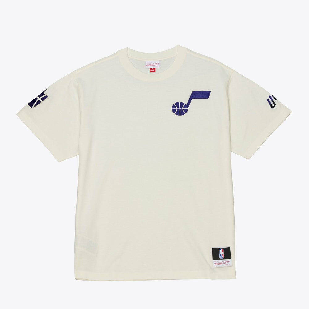 Utah Jazz Hardwood Classics Chainstitch Premium T-Shirt Cream - NBA