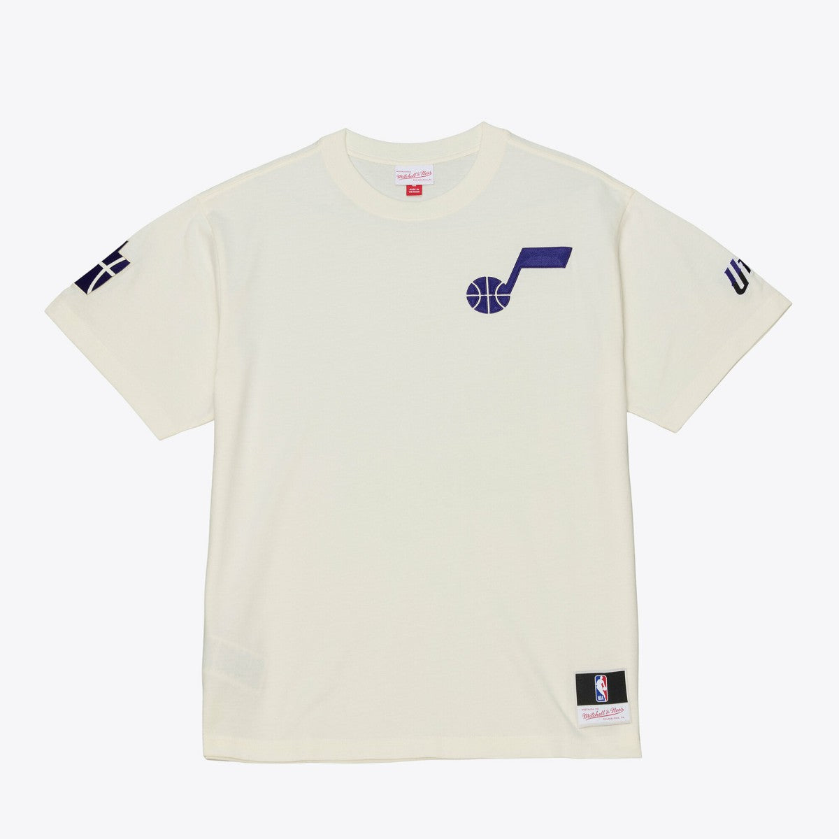 Utah Jazz Hardwood Classics Chainstitch Premium T-Shirt Cream - NBA