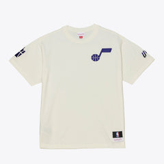 Utah Jazz Hardwood Classics Chainstitch Premium T-Shirt Cream - NBA