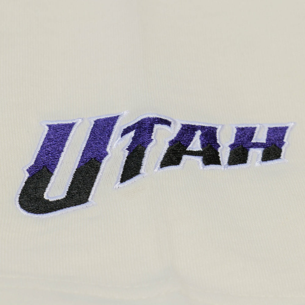 Utah Jazz Hardwood Classics Chainstitch Premium T-Shirt Cream - NBA